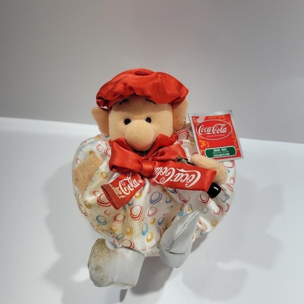 Coca-Cola Bean Bag Collection Plush Doll Stuffed Toy Red Hat Ribbon Bottle Coke